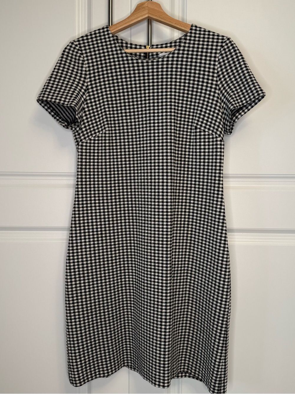 Calvin Klein Gingham Sheath Dress Black White Check Cottagecore Preppy - Picture 2 of 7